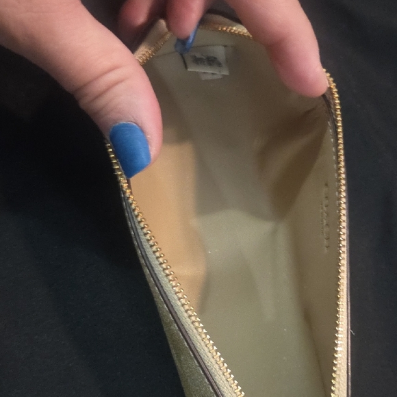 Coach Heart Patterned Tan and Pink Women's Pencil Bag - Picture 3 of 5